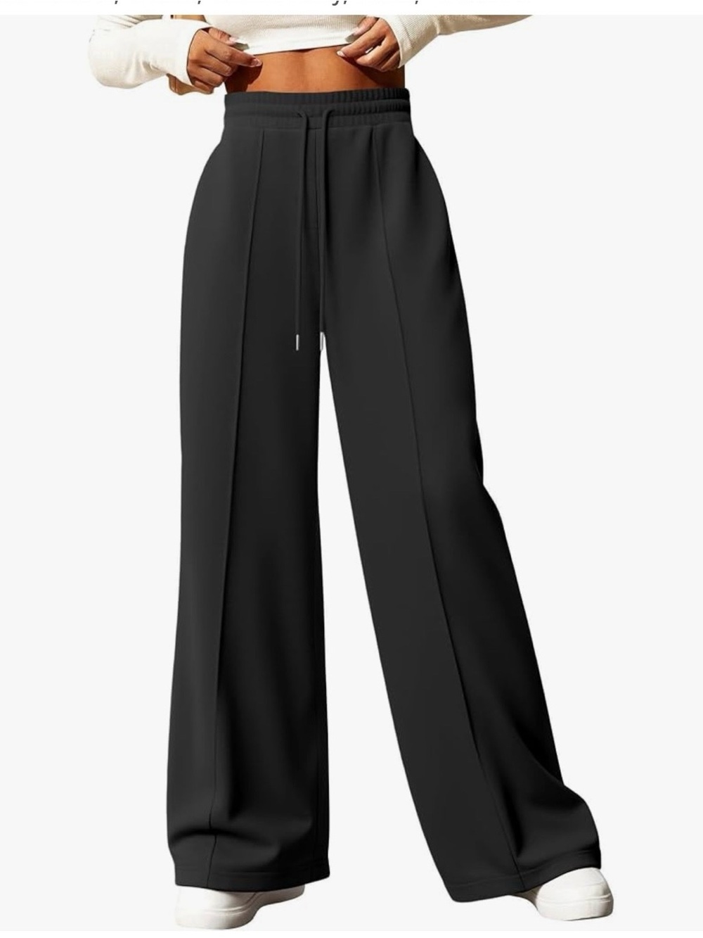 Source Unknown Black Wide-Leg Drawstring Track Pants
